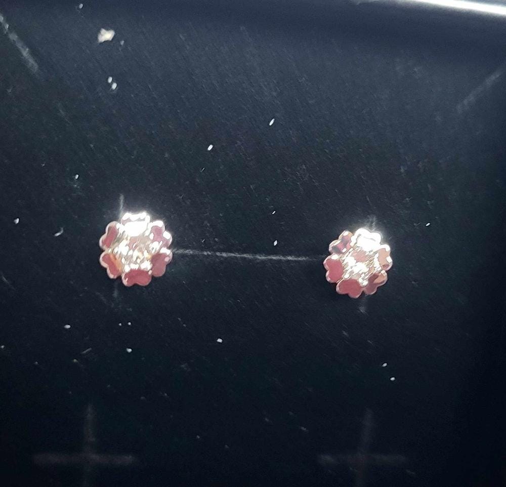 Customer photo review of Khloe 18k White Gold Plated Flower Heart Earrings with Crystals