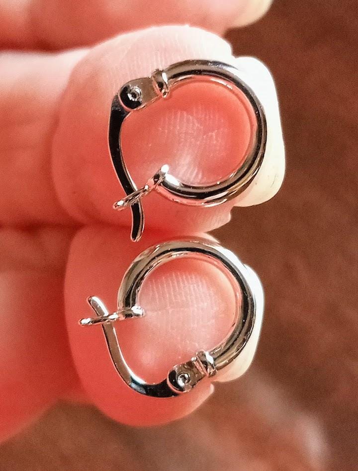 Customer photo review of Monica 18k White Gold Plated 10mm/40mm/50mm Hoop Earrings