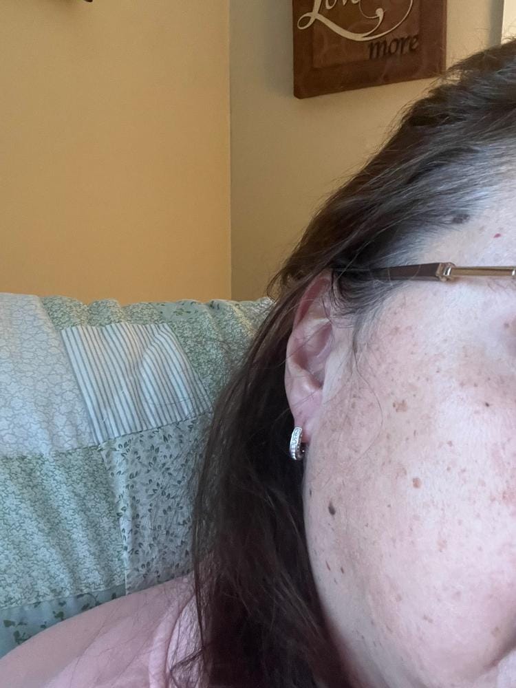 Customer photo review of Viviana 18k White Gold Plated 17mm Hoop Earrings with Swarovski Crystals