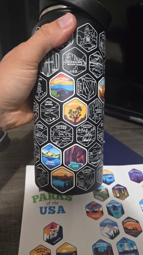 Customer photo review of Let's Wander™ USA National Parks Water Bottle + Sticker Set
