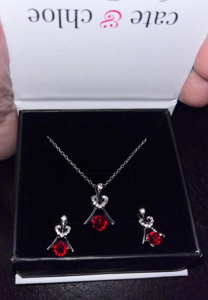 Customer photo review of Serenity Birthstone 18k White Gold Plated Necklace with Round Cut Swarovski Crystals