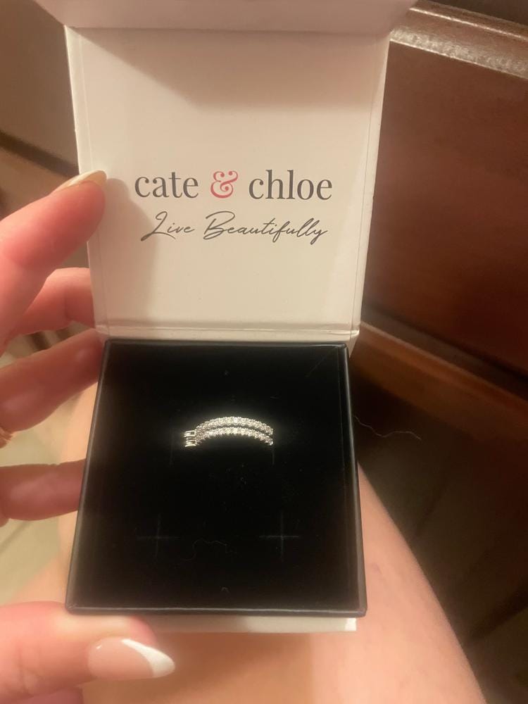 Customer photo review of Margot 18k White Gold Plated 24mm Hoop Earrings with Simulated Diamond Crystals