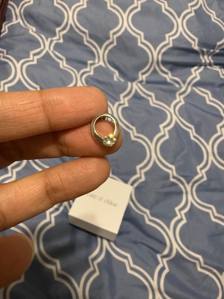 Customer photo review of Dahlia 18k White Gold Plated 13mm Hoop Necklace with Swarovski Crystal