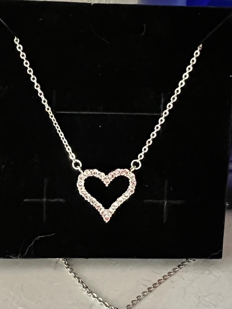 Customer photo review of Bristol 18k White Gold Plated Heart Necklace with Swarovski Crystals
