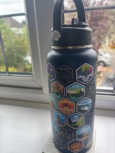 Customer photo review of Lets Wander™ World Explorer Water Bottle + Sticker Set