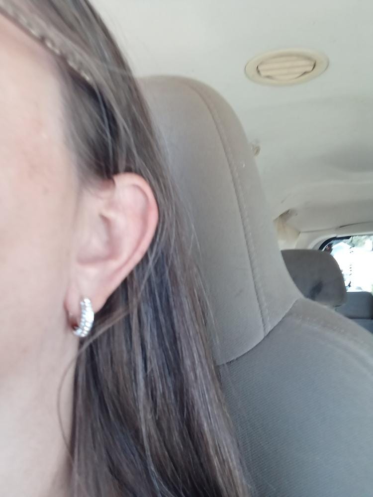 Customer photo review of Viviana 18k White Gold Plated 17mm Hoop Earrings with Swarovski Crystals