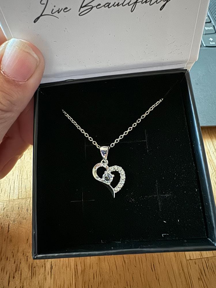 Customer photo review of Cecilia 18k White Gold Plated Heart Pendant Necklace with Swarovski Crystals