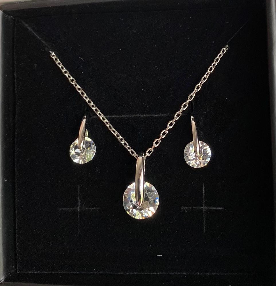Customer photo review of McKayla 18k White Gold Plated Drop Earrings with Swarovski Crystals