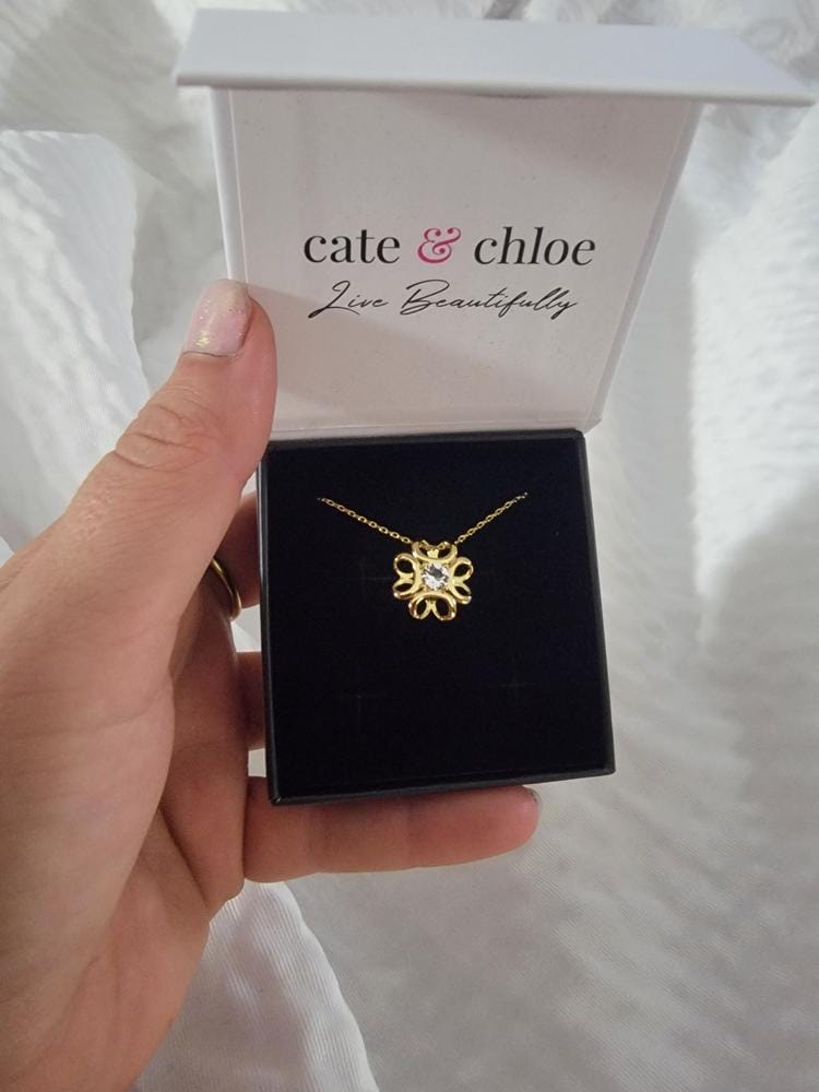 Customer photo review of Alexis 18k White Gold Plated Flower Pendant Necklace with Swarovski Crystal