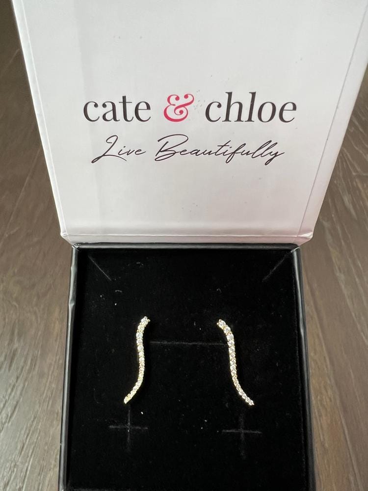 Customer photo review of Isabella 18k White Gold Plated Sterling Silver Ear Climber Earrings with Simulated Diamond Crystals
