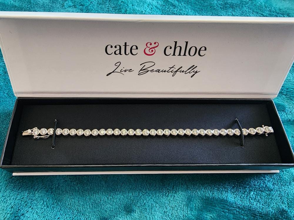 Customer photo review of Joelle 18k White Gold Plated Tennis Bracelet with Simulated Diamond Crystals