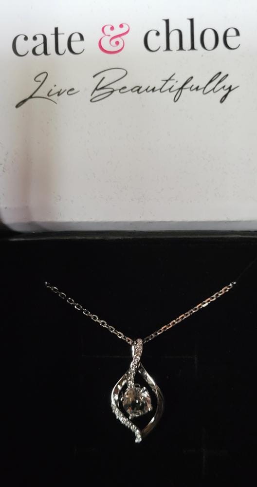 Customer photo review of Sabrina 18k White Gold Plated Pendant Necklace with Swarovski Crystals