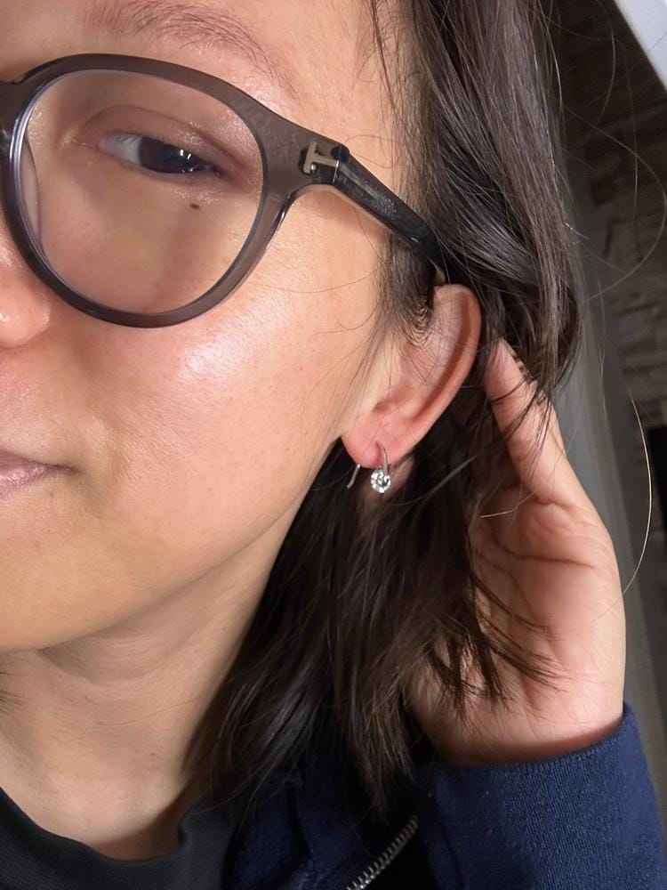 Customer photo review of McKayla 18k White Gold Plated Drop Earrings with Swarovski Crystals