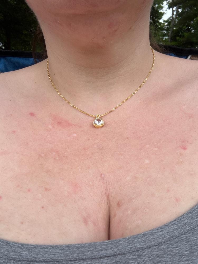 Customer photo review of Alessandra 18k White Gold Plated Infinity Halo Pendant Necklace with Simulated Diamond Crystals