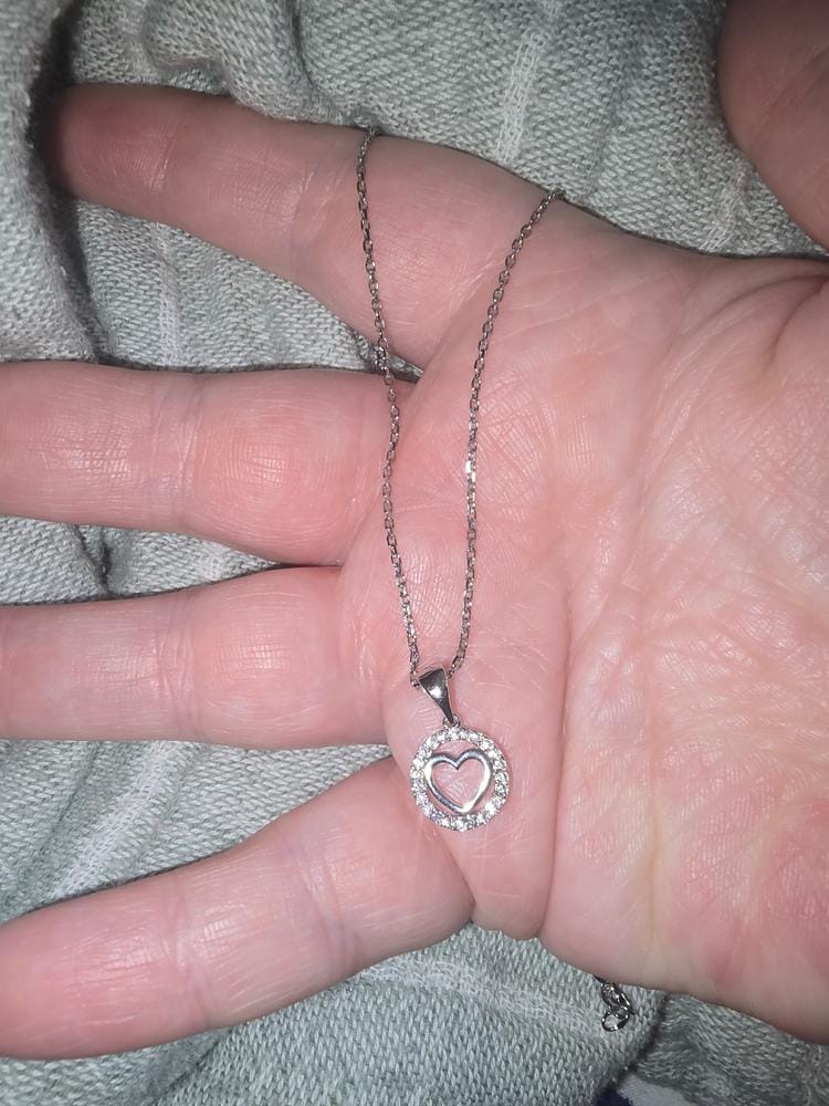 Customer photo review of Khaleesi 18k White Gold Plated Silver Heart Necklace with Swarovski Crystals