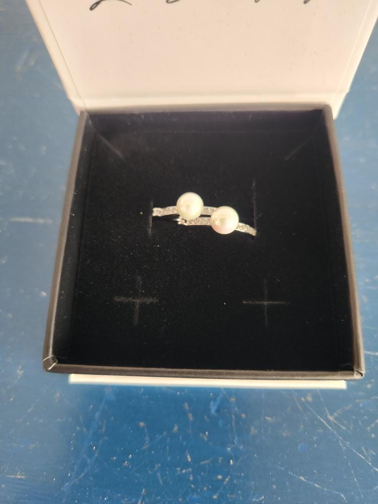 Customer photo review of Nyla 18k White Gold Plated 22mm Pearl Hoop Earrings with Swarovski Crystals