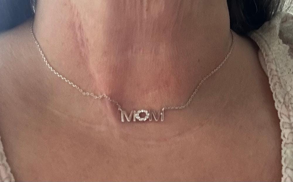 Customer photo review of Savannah 18k White Gold Plated Mom Necklace with Swarovski Crystals
