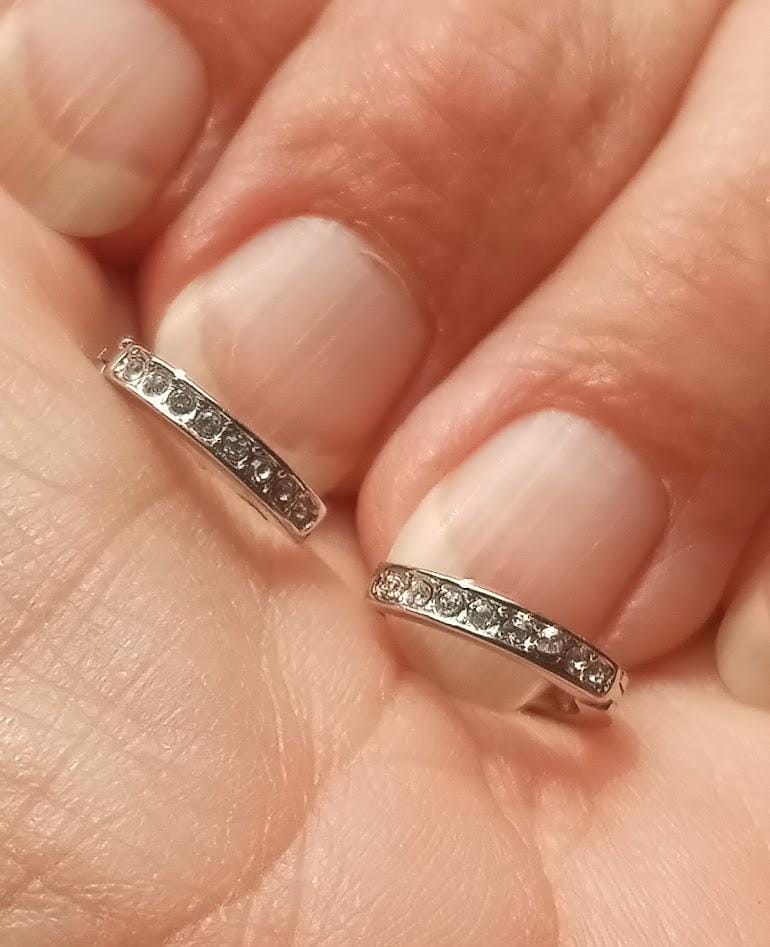 Customer photo review of Skye 18k White Gold Plated 12mm Crystal Hoop Earrings with Swarovski Crystals