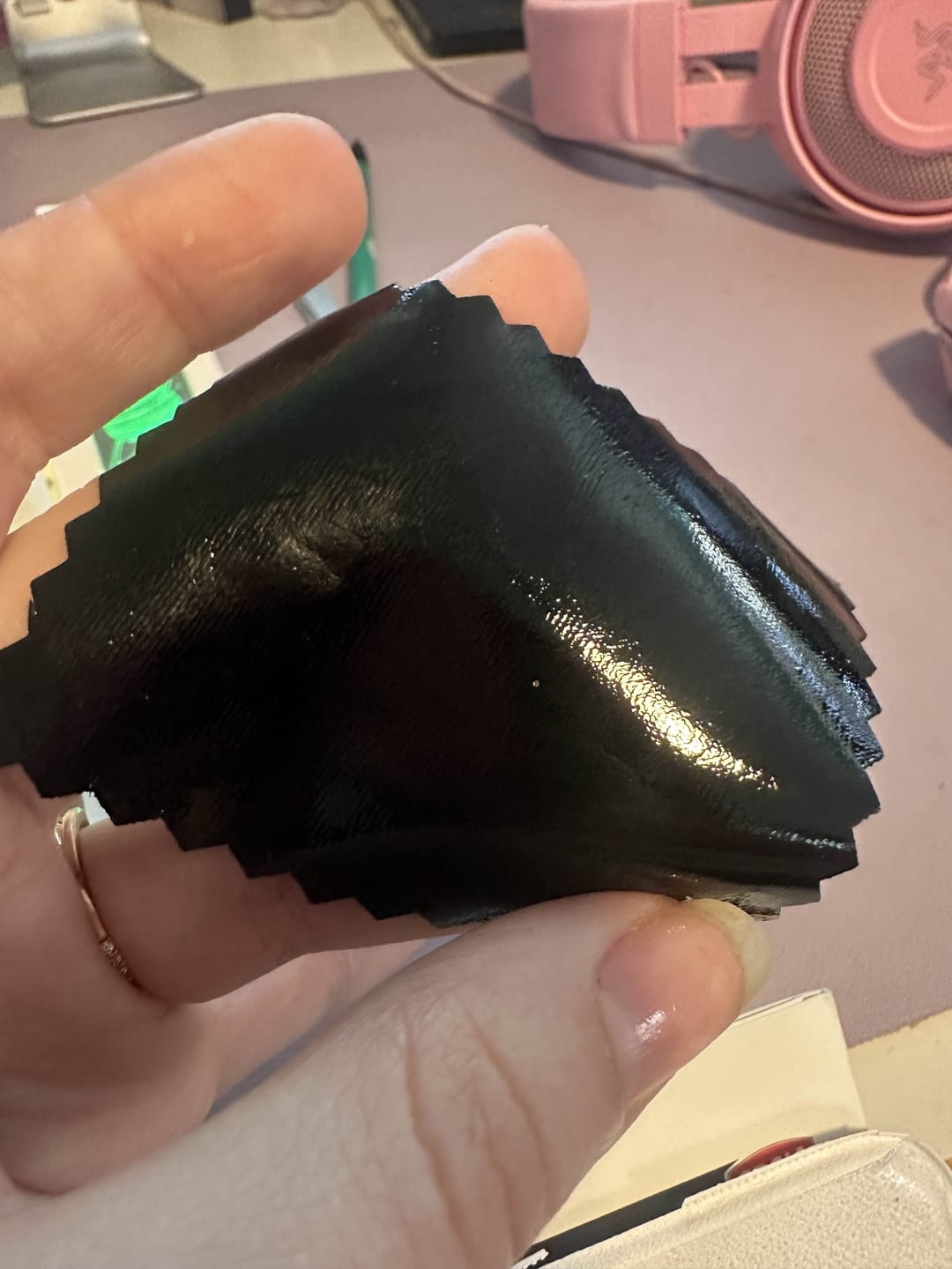 Customer photo review of Black Glossy Stretch Patent Leather/Latex