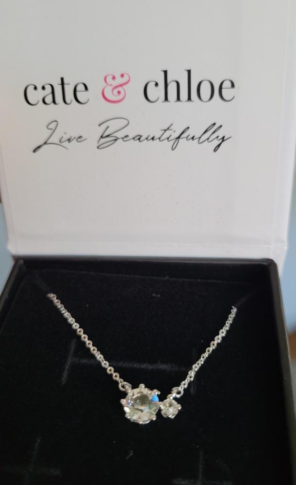 Customer photo review of Emma 18k White Gold Plated 2-Stone Pendant Necklace with  Swarovski Crystals