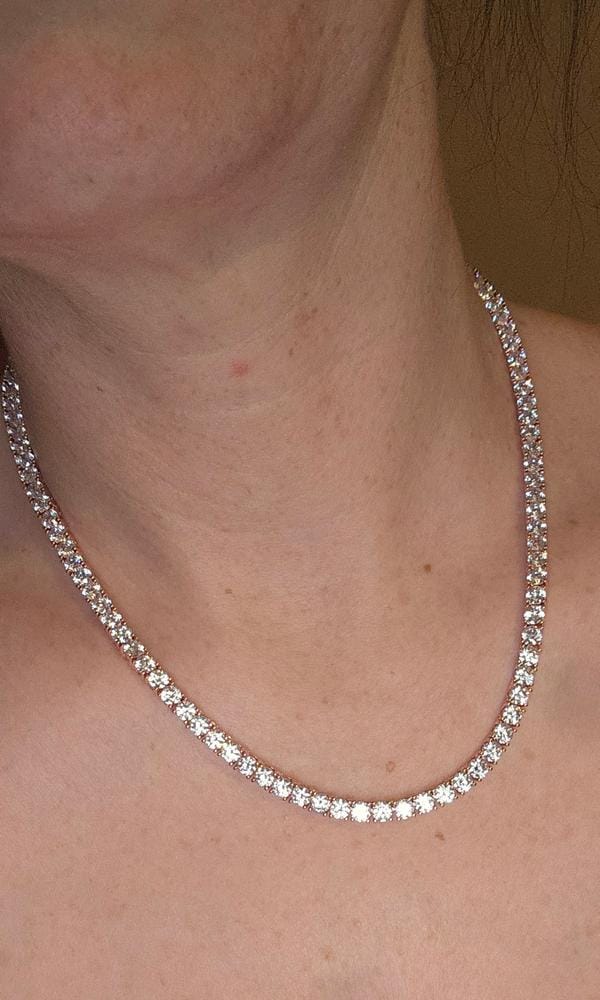 Customer photo review of Olivia 18k White Gold Plated Tennis Necklace with Simulated Diamond Crystals