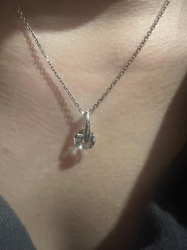 Customer photo review of Tina 18k White Gold Plated Necklace with Solitaire Swarovski Crystal