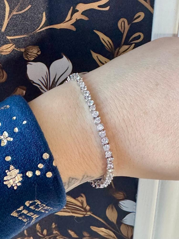 Customer photo review of Ezra 18k White Gold Plated Infinity Tennis Bracelet with Simulated Diamond Crystals
