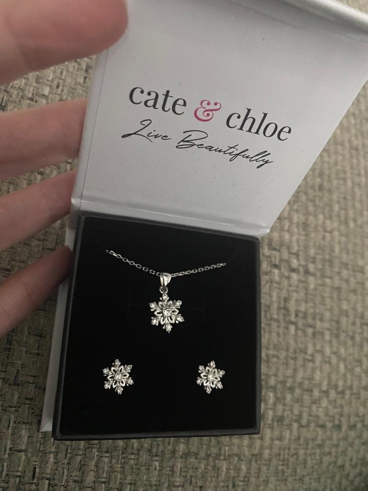 Customer photo review of Sunny 18k White Gold Plated Necklace and Stud Earrings Jewelry Set with Swarovski Crystals