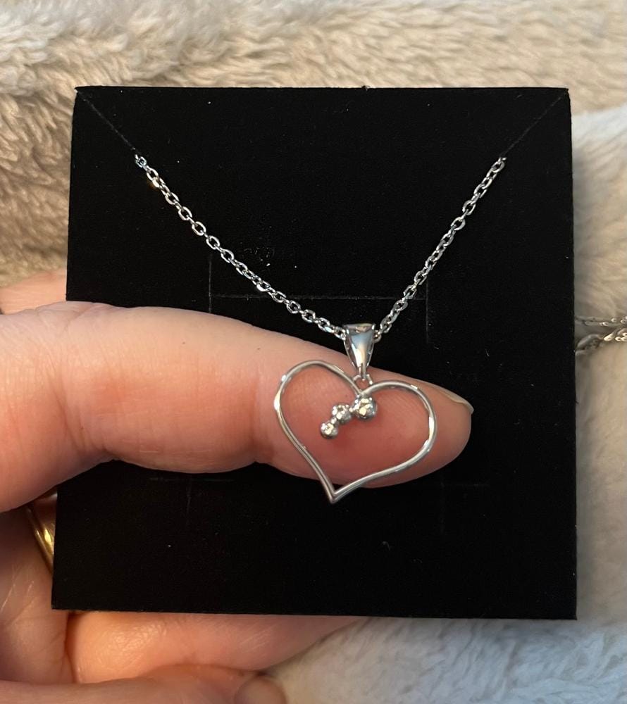 Customer photo review of Valentina 18k White Gold Plated Silver Heart Necklace with Swarovski Crystals