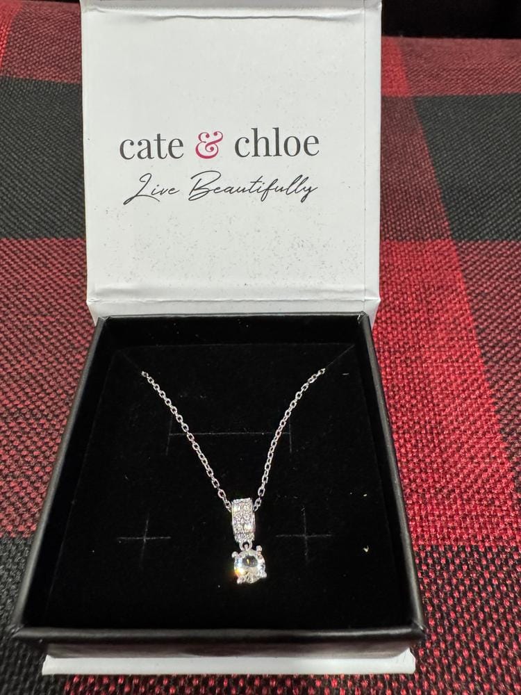 Customer photo review of Monroe 18k White Gold Pendant Necklace with Round Cut Swarovski Crystals