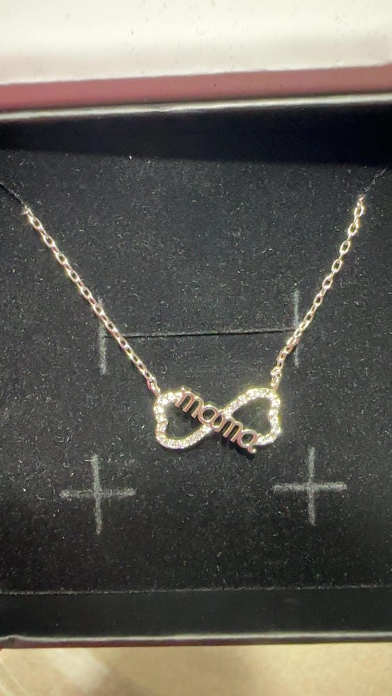 Customer photo review of Lisa 18k White Gold Plated Infinity Mom Heart Necklace with Swarovski Crystals