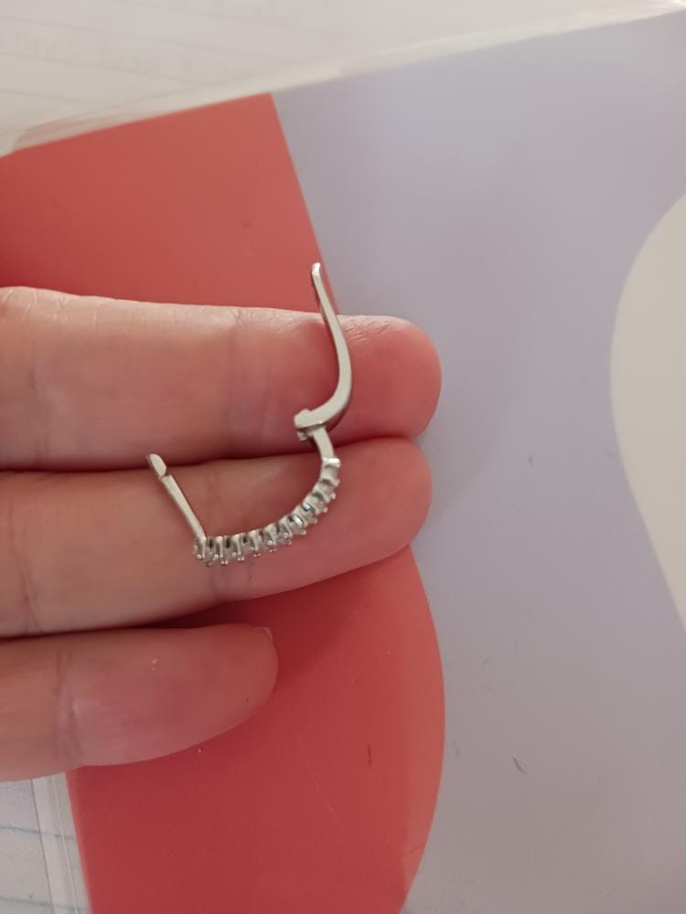 Customer photo review of Pixie 18k White Gold Plated 17mm Hoop Earrings with Simulated Diamond Crystals