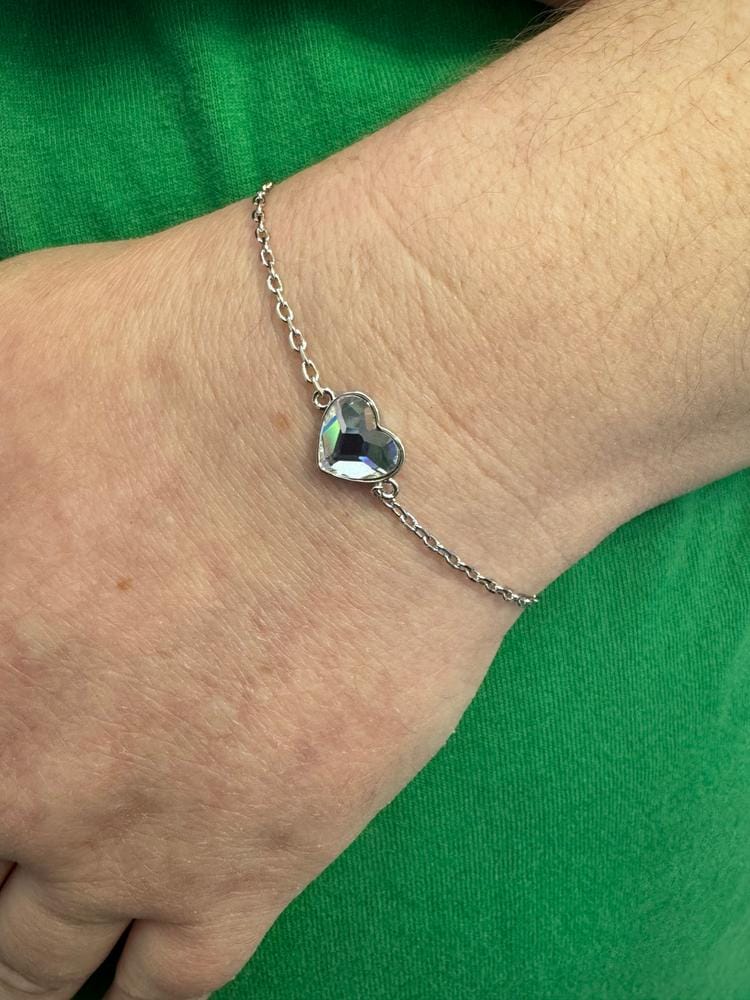 Customer photo review of Violet 18k White Gold Plated Heart Bracelet with Swarovski Crystal - Final Sale