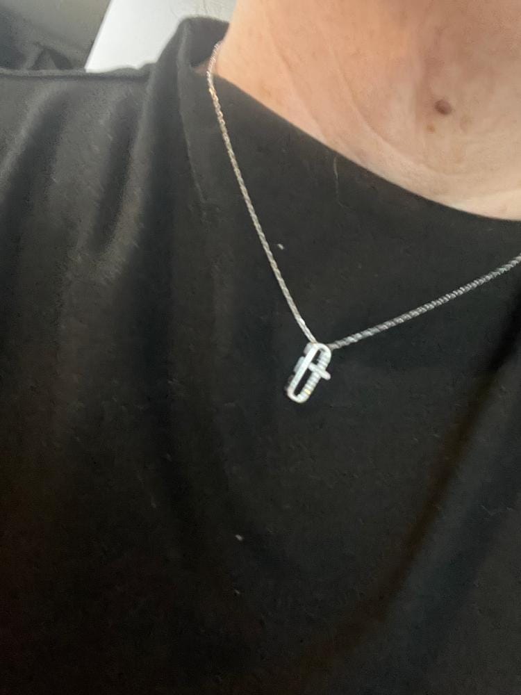Customer photo review of Lona 18k White Gold Plated Silver Cross Necklace with Swarovski Crystals