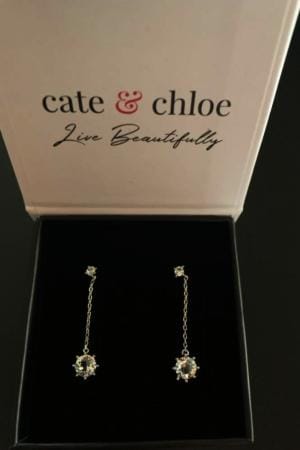 Customer photo review of Jessie 18K White Gold Plated Dangle Stud Earrings with Swarovski Crystals
