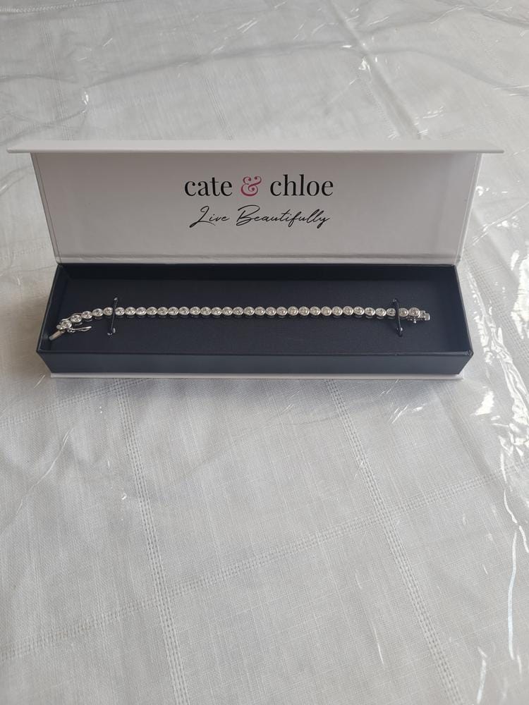 Customer photo review of Joelle 18k White Gold Plated Tennis Bracelet with Simulated Diamond Crystals