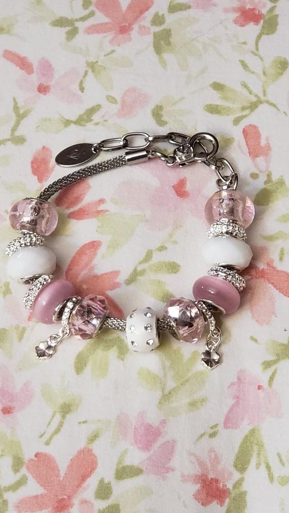 Customer photo review of Aurora 18k White Gold Plated Beaded Bracelet with Swarovski Crystals