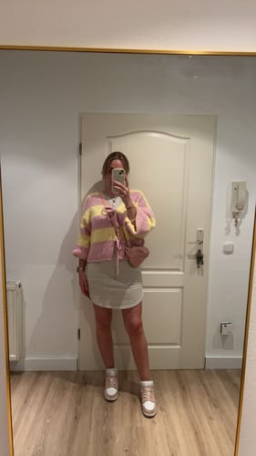 Customer photo review of Helena Schleifen Strickjacke - Gelb/Rosa