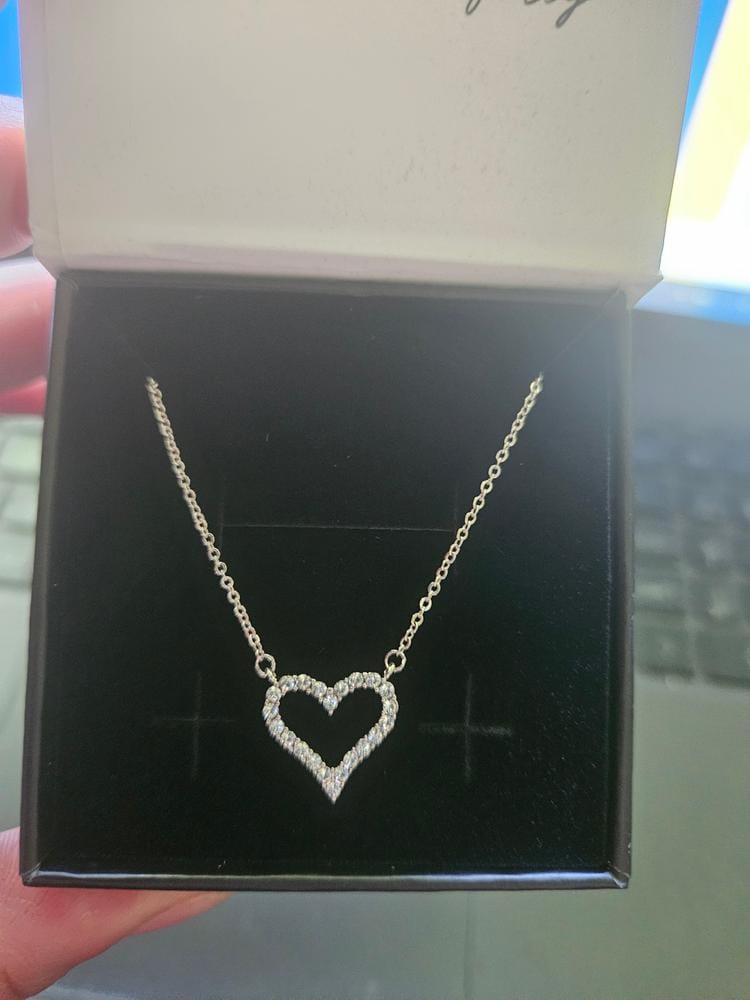 Customer photo review of Bristol 18k White Gold Plated Heart Necklace with Swarovski Crystals