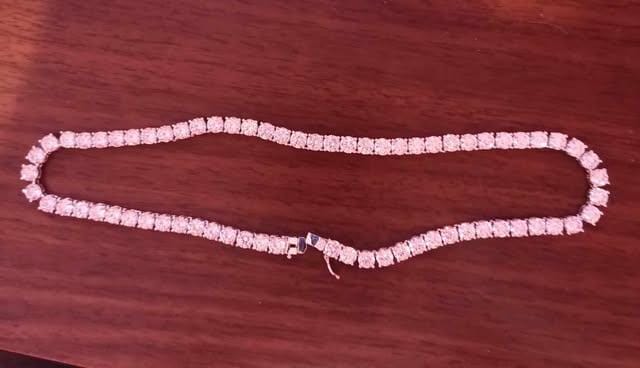 Customer photo review of Priscilla 18k White Gold Plated Tennis Necklace with Simulated Diamond Crystals