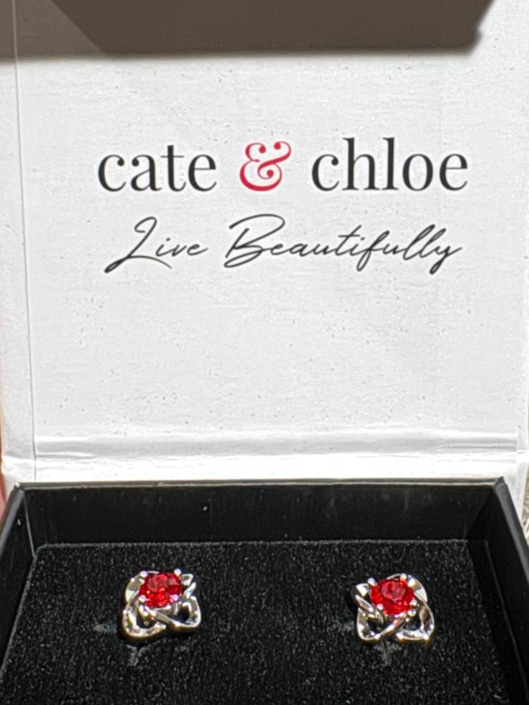 Customer photo review of Infinity 18k White Gold Plated Birthstone Flower Earrings with Swarovski Crystals
