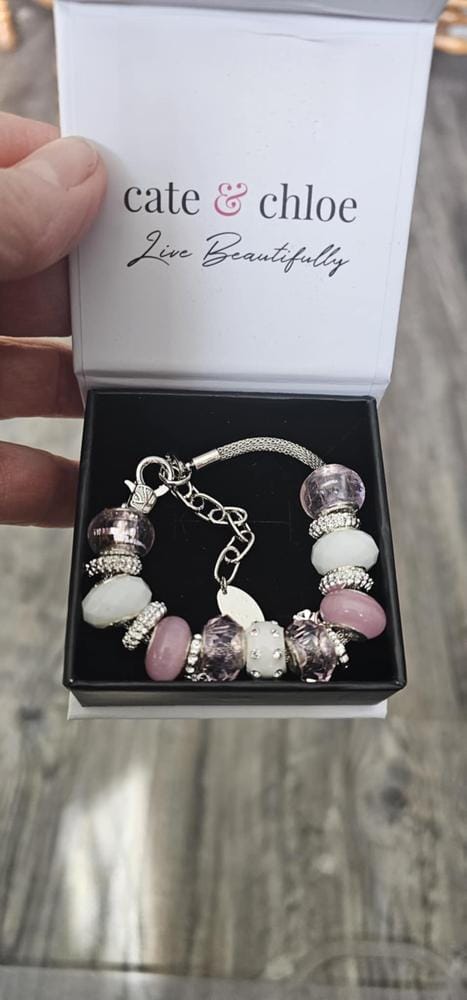 Customer photo review of Aurora 18k White Gold Plated Beaded Bracelet with Swarovski Crystals