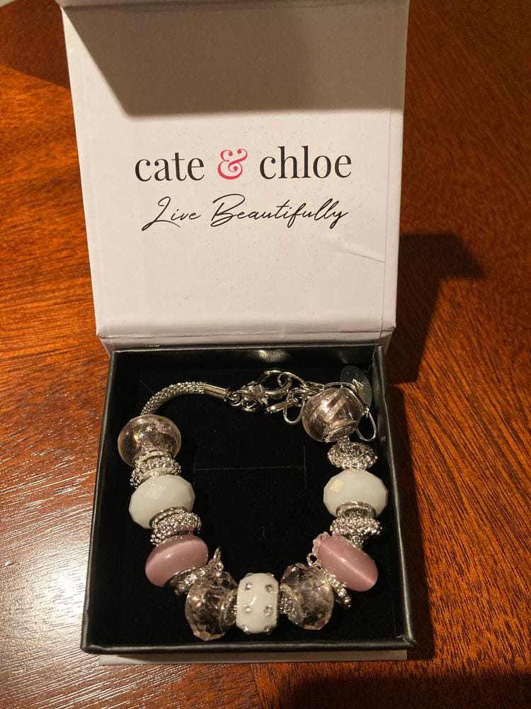 Customer photo review of Aurora 18k White Gold Plated Beaded Bracelet with Swarovski Crystals