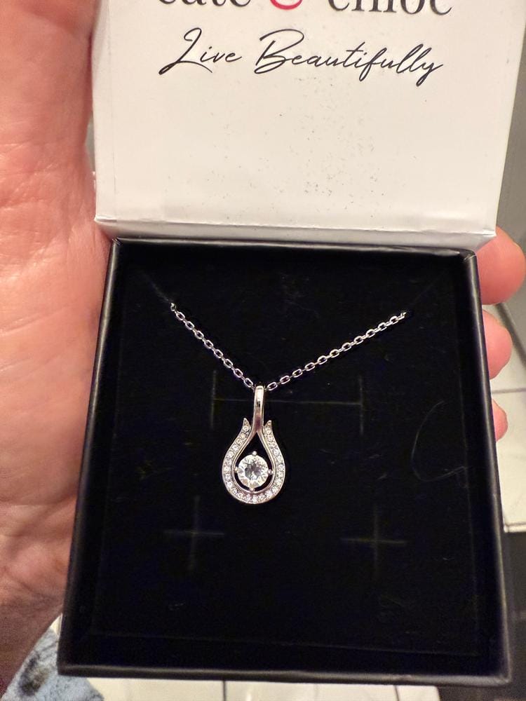 Customer photo review of Bernadette 18k White Gold Plated Tear drop Necklace with Swarovski Crystals