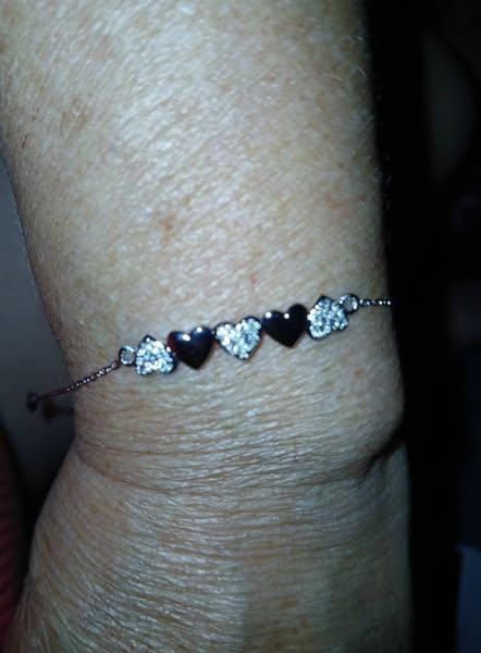 Customer photo review of Juliette 18k White Gold Plated Heart Bracelet with Swarovski Crystals