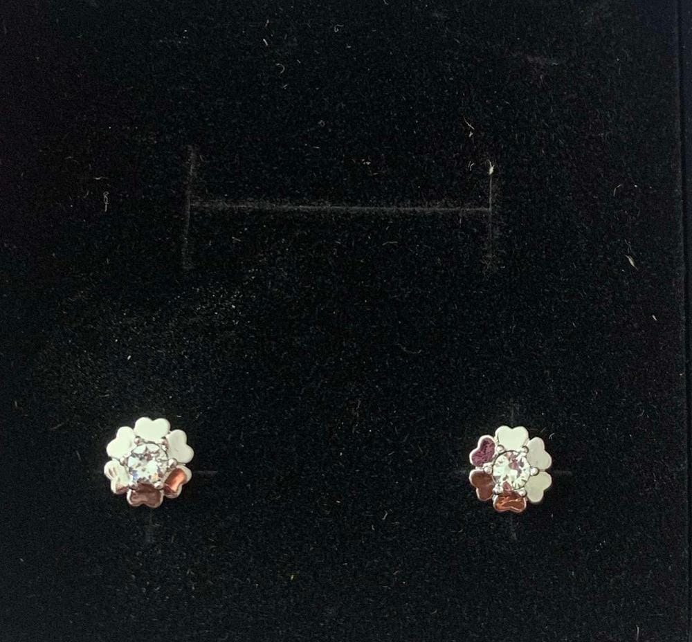 Customer photo review of Khloe 18k White Gold Plated Flower Heart Earrings with Crystals