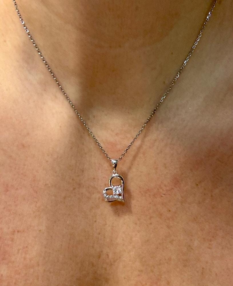 Customer photo review of Kara 18k White Gold Plated Silver Heart Necklace with Swarovski Crystals
