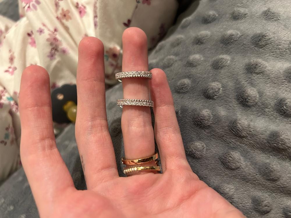 Customer photo review of Teagan 18k White Gold Plated 19mm Hoop Earrings with Swarovski Crystals