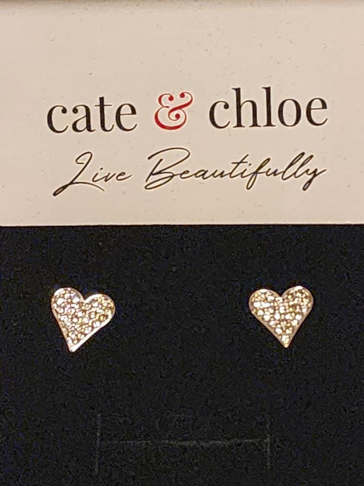 Customer photo review of Cecilia 18k White Gold Plated Silver Heart Stud Earrings with Swarovski Crystals