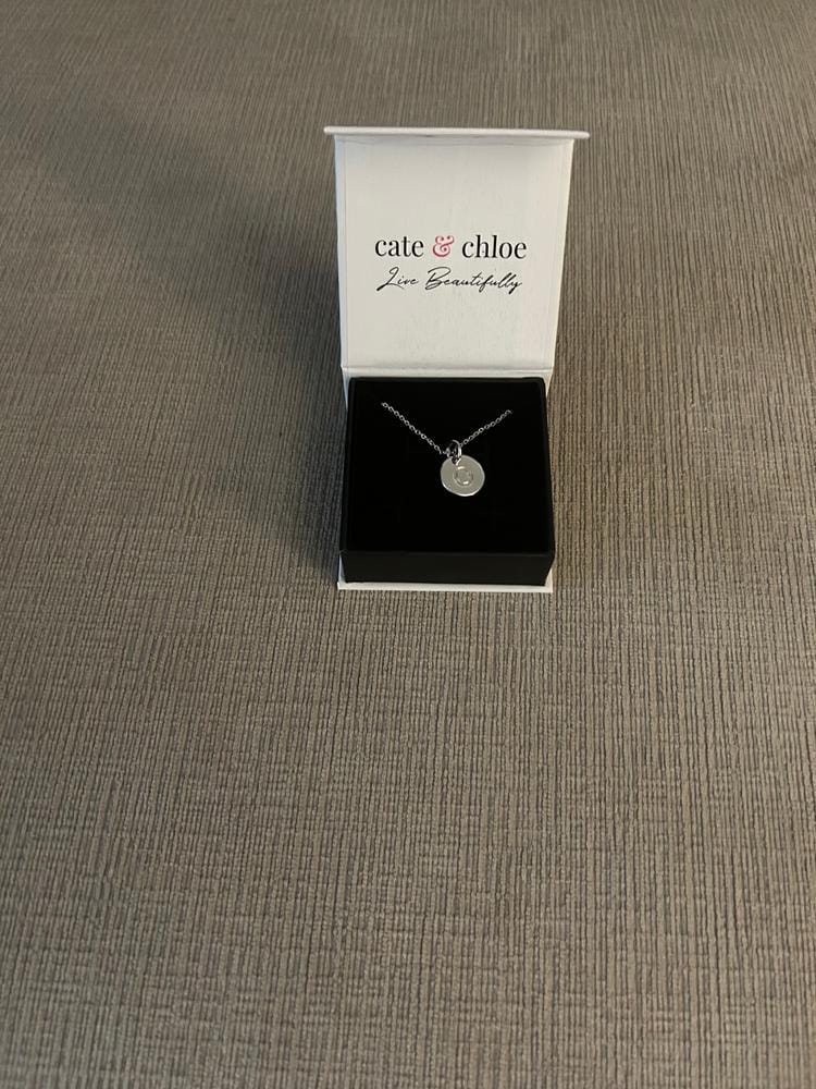 Customer photo review of Summer Collection 18k White Gold Plated Engraved Initial Letter Pendant Necklace